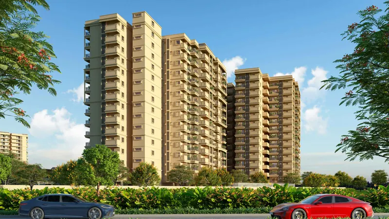 Nava Vruksha high-rise apartment towers in daylight