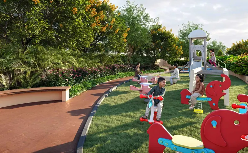 Children's play area with play equipment at Nava Vruksha